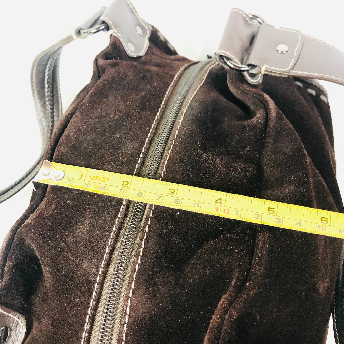 Abro Brown Retro Y2K Suede & Leather Slouch Hobo Grab Bag Handbag Designer