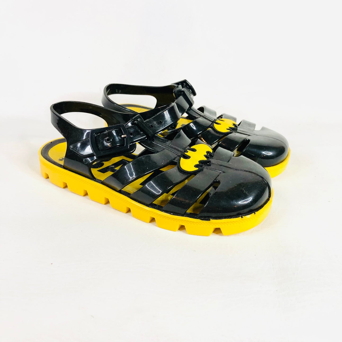 Batman Black & Yellow Jelly Sandal Shoes Boys Girls Kids Size UK 12