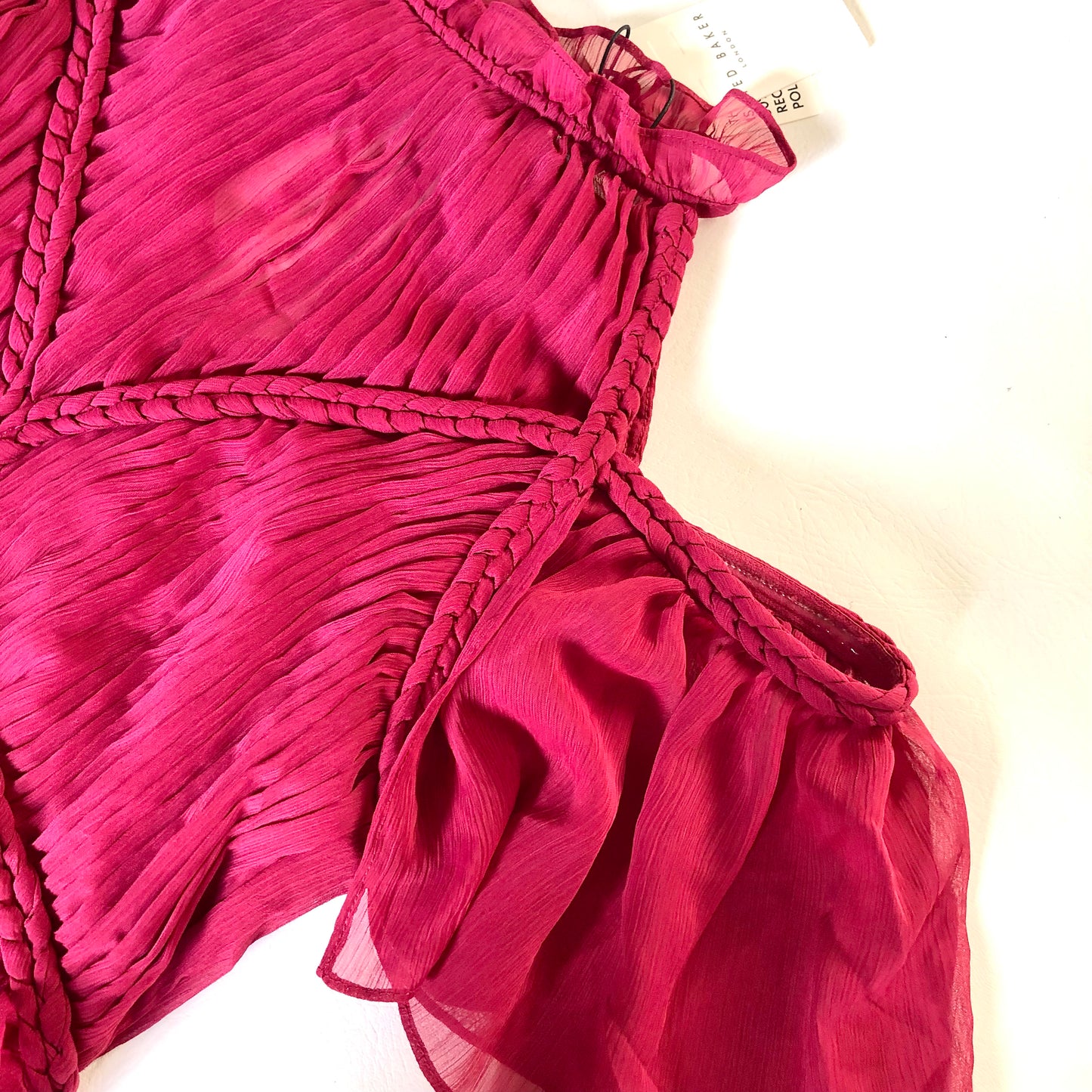 Ted Baker Paigei Rope Detail Midi Dress in Deep Pink Size 1 (UK 8-10) NEW