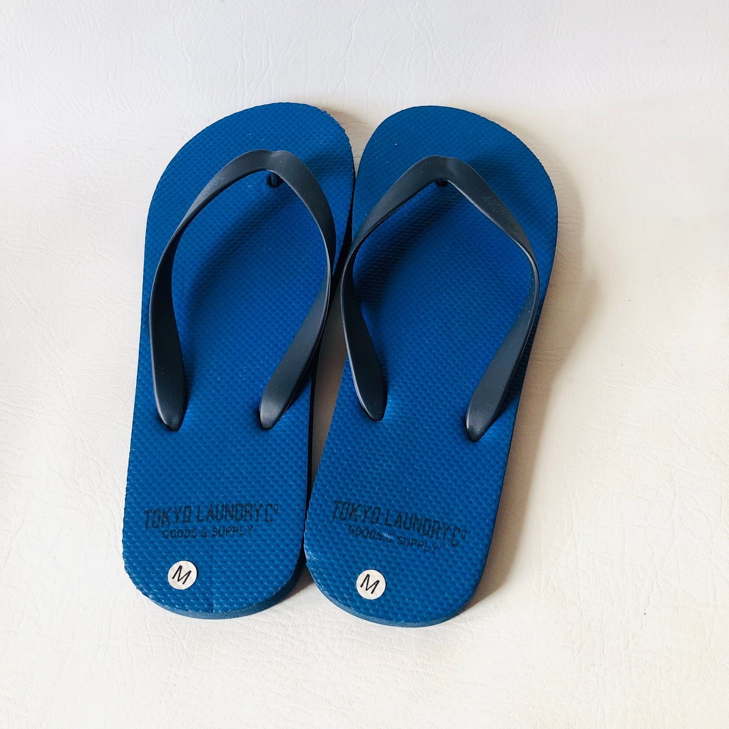 Tokyo Laundry Mens Navy Blue & Black Flip Flop Sandals Size Medium (UK 8-9) NEW
