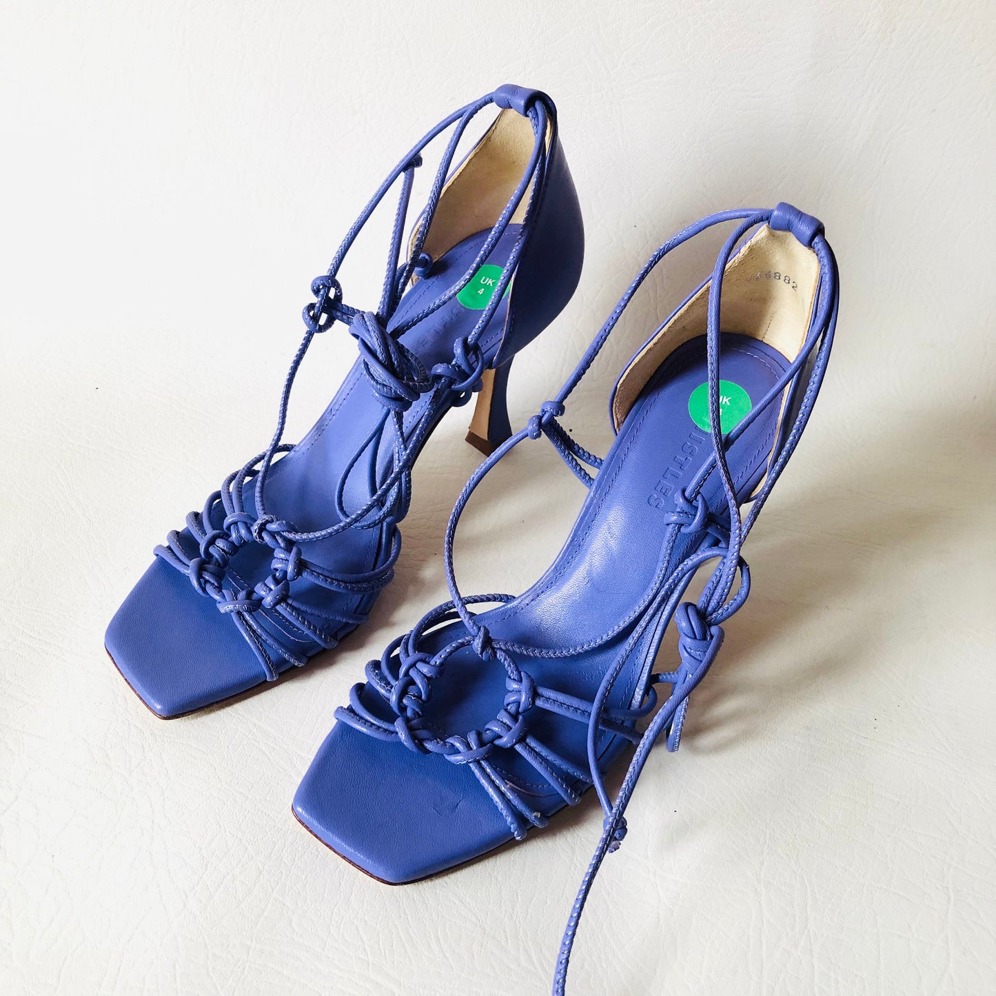 Whistles Purple Leather Limited Talia Heeled Sandal Strappy Size 4 (37) NEW