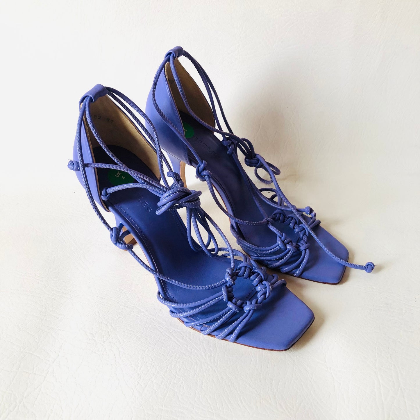 Whistles Purple Leather Limited Talia Heeled Sandal Strappy Size 4 (37) NEW