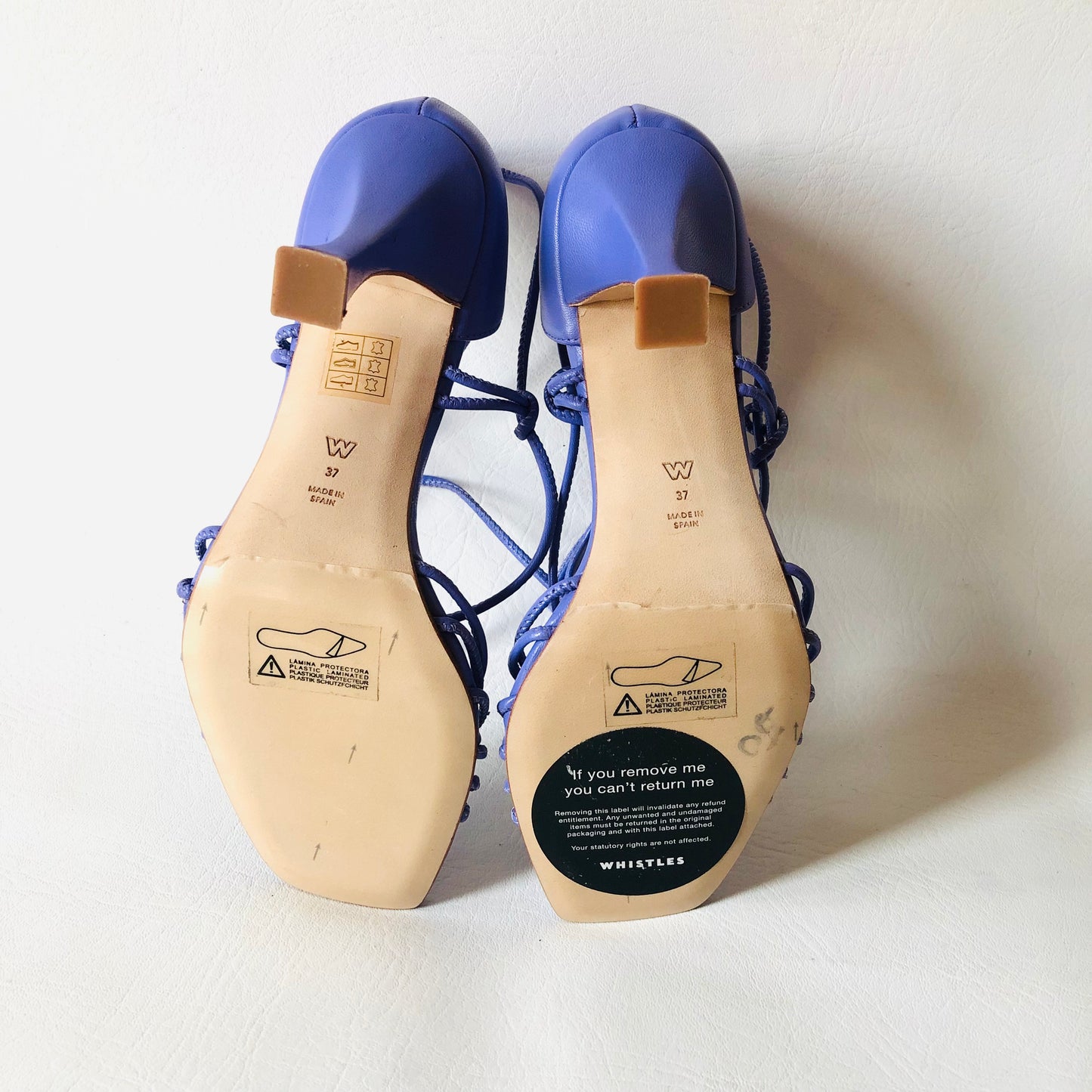 Whistles Purple Leather Limited Talia Heeled Sandal Strappy Size 4 (37) NEW