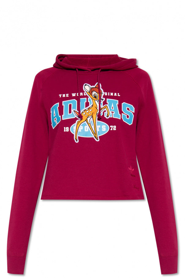 Adidas Originals X Disney Bambi Hoodie Sweatshirt Cropped HE6875 Burgundy Size 6