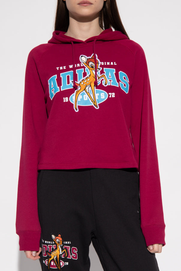 Adidas Originals X Disney Bambi Hoodie Sweatshirt Cropped HE6875 Burgundy Size 6