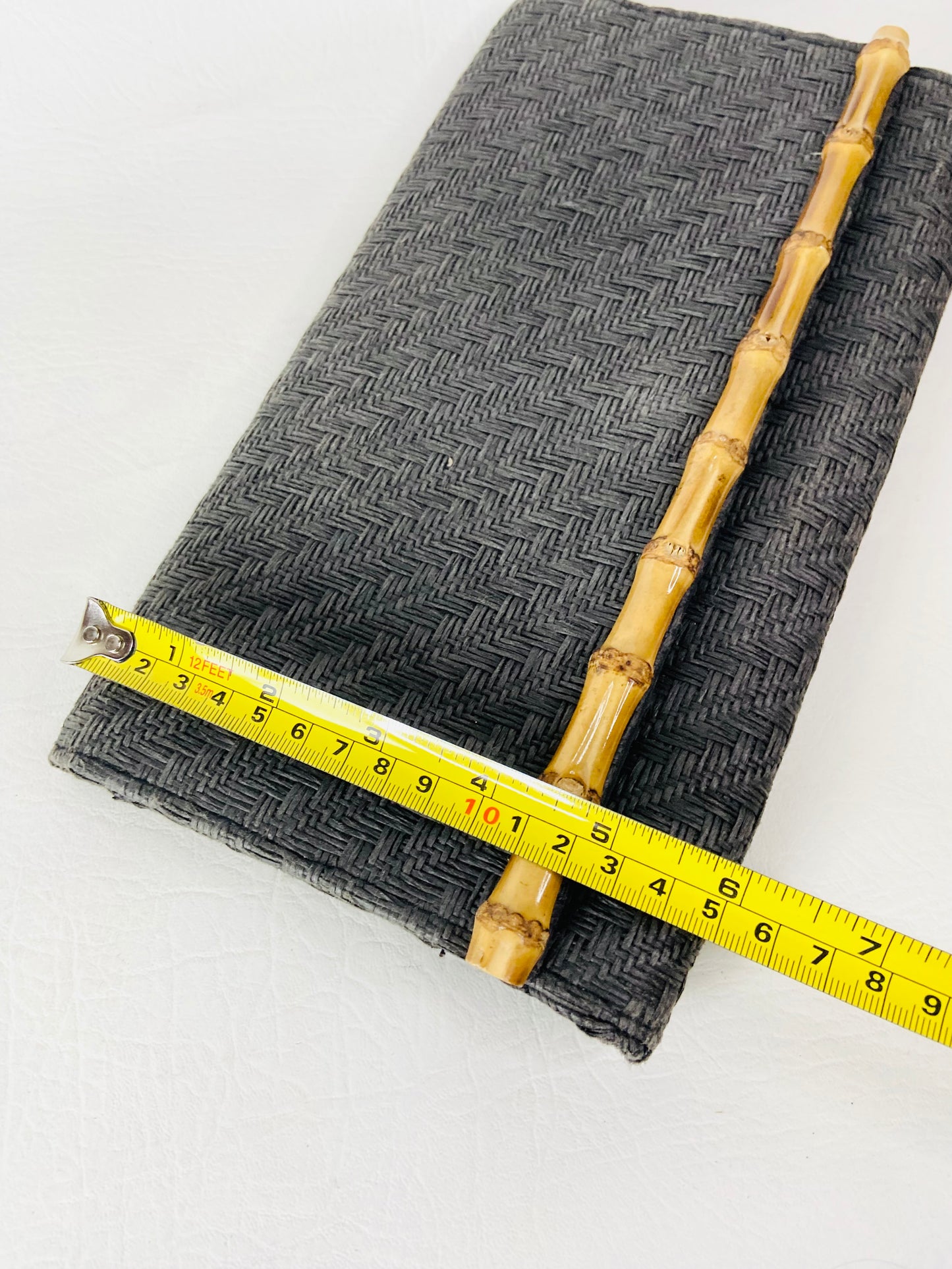 H&M Black Woven Bamboo 1970s Vintage Style Clutch Evening Bag 27 x 15 cm