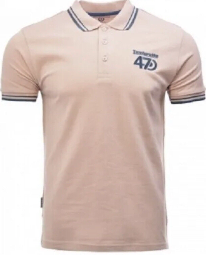 Lambretta 47 Tipped Pique Short Sleeve Cotton Polo Shirt Salmon Pink Size Large