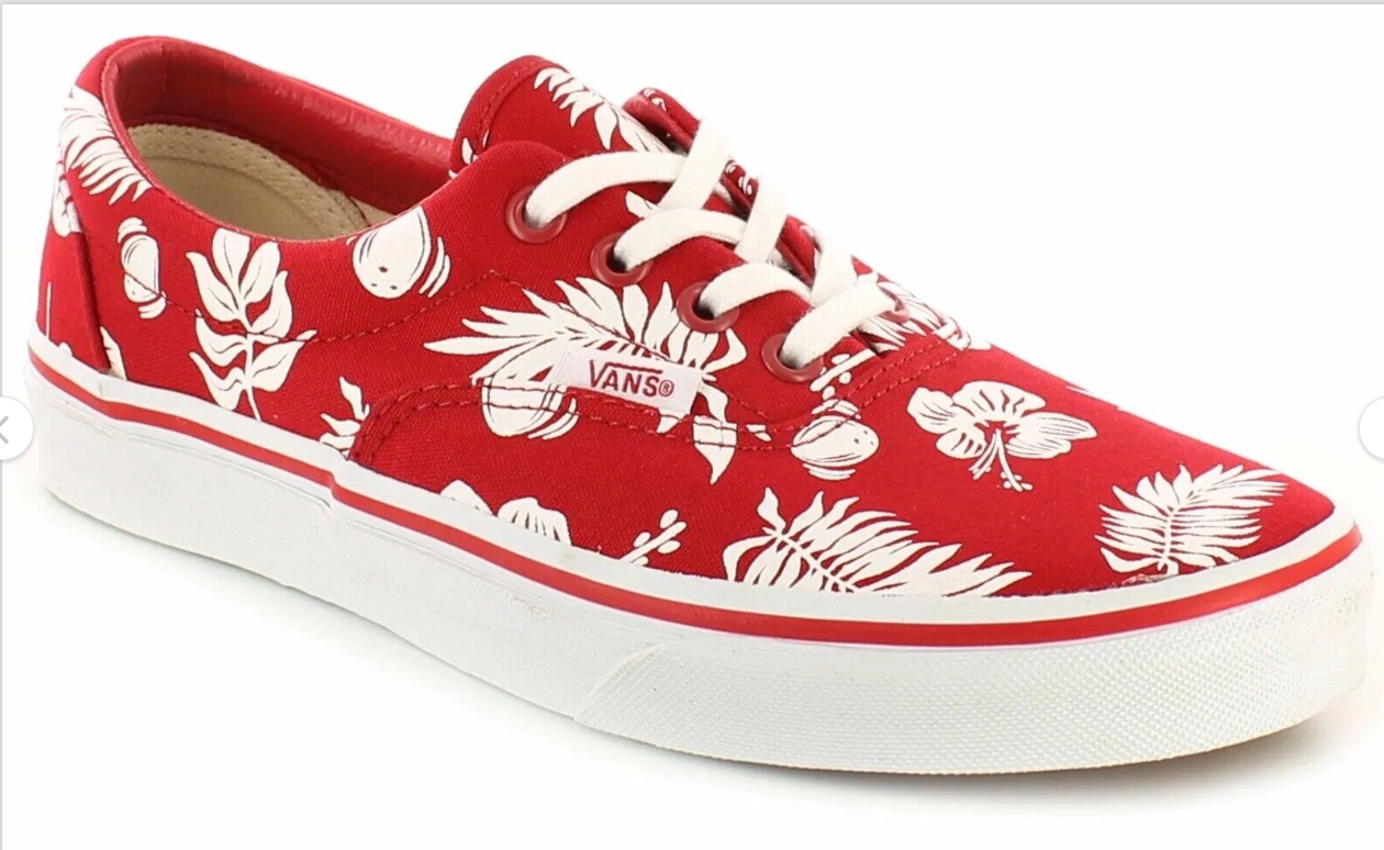 Vans Era Tropicoco Red & White Flower Pattern Trainers Sneaker UK 5.5 Womens