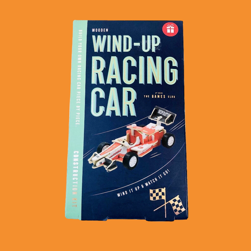 The Games Club Wooden Wind Up Racing Car construction kit