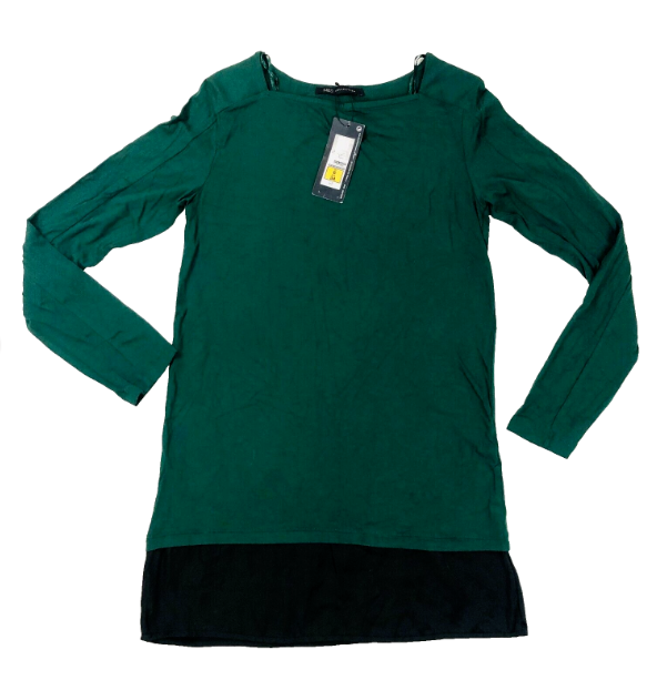 M&S Collection Top Longline Size 6 Bottle Green Contrast Black Hem RRP £25 NEW
