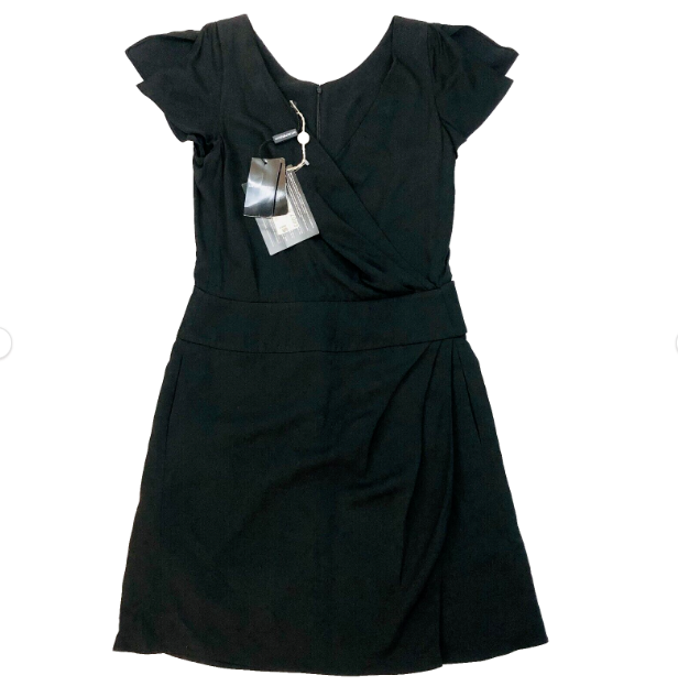 Emporio Armani black wrap style flutter sleeve shift dress size 42 (uk 12) New