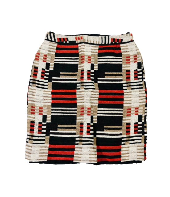 Hugo Boss Maluka Colour Block Stripe Orange & Black Wool Blend Skirt Size UK 4