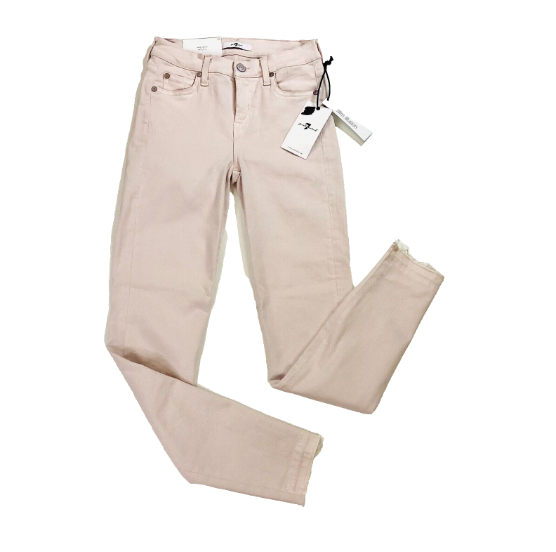 7 For All Mankind The Skinny Crop Jeans Pink Slim Illusion Powder Size 25 NEW