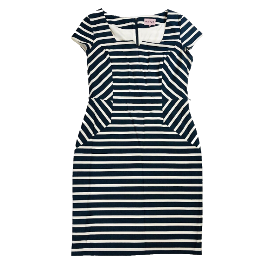 Phase Eight Blue & White Striped Nautical Pencil Wiggle Dress Size 14 Cotton