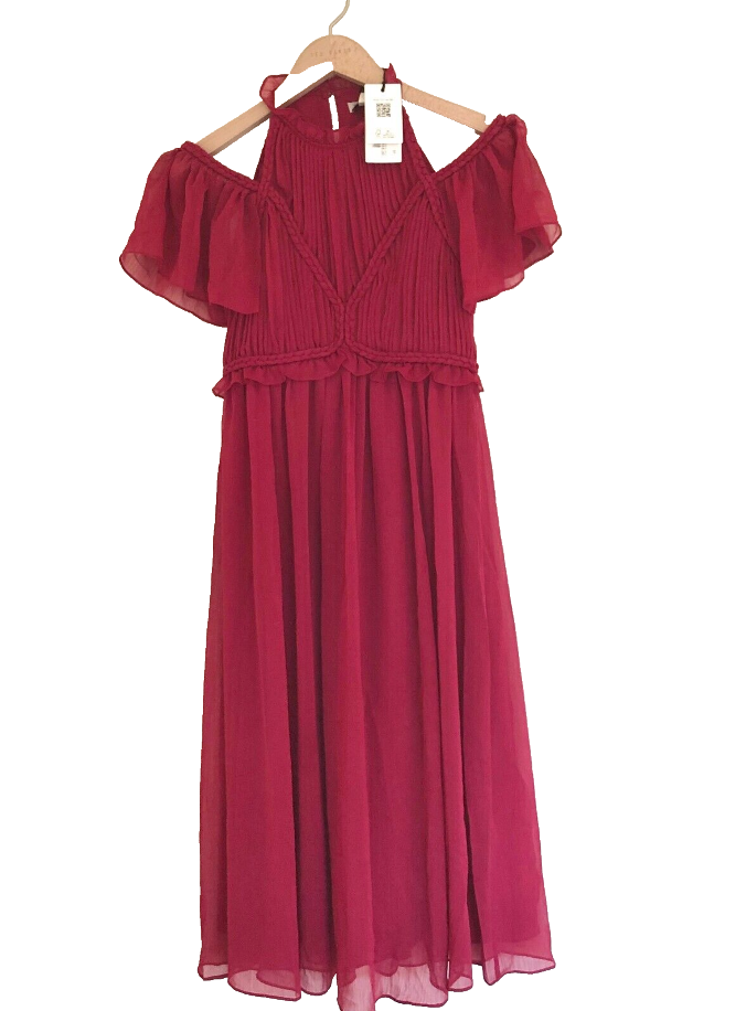 Ted Baker Paigei Rope Detail Midi Dress in Deep Pink Size 1 (UK 8-10) NEW