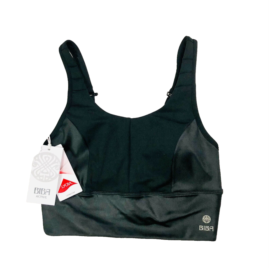 Biba Active Black Snake Panel Sports Bra Gym Top RRP £36.99 Size 12 (M) NEW