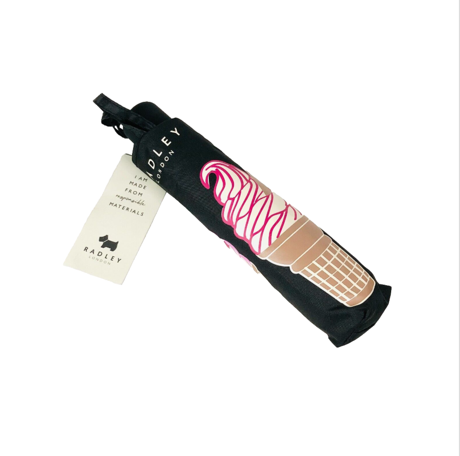 Radley London ‘Feeling Sweet’ Ice Cream Black Foldaway Umbrella NEW RRP £31