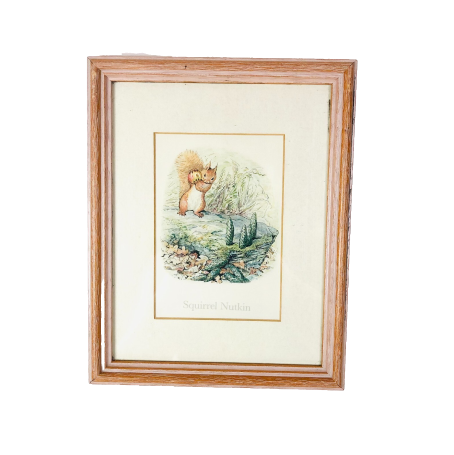Squirrel Nutkin (Beatrix Potter) Framed Art Work Print Nursery Decor 8.5" x 7"