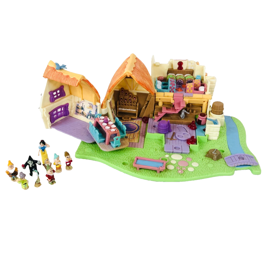 Bluebird Polly Pocket Disney Snow White And Seven Dwarfs Cottage & Figures 1995