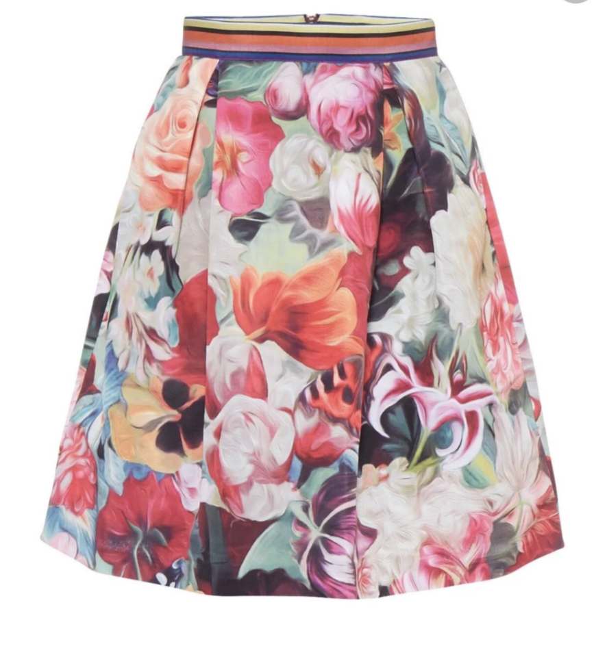 Ted Baker Kaideen Multi Coloured Floral Summer A-Line Mini Skirt Size 0 (6/8)