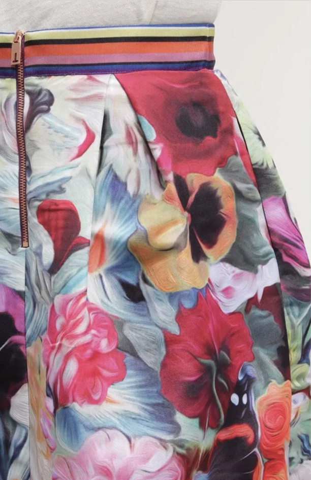 Ted Baker Kaideen Multi Coloured Floral Summer A-Line Mini Skirt Size 0 (6/8)