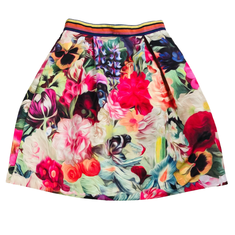 Ted Baker Kaideen Multi Coloured Floral Summer A-Line Mini Skirt Size 0 (6/8)