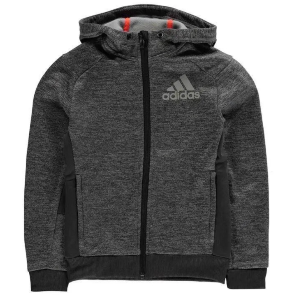 Adidas Prime Plus Graphic Zip Hoodie Jacket Grey Colourblock Age 11-13 Years