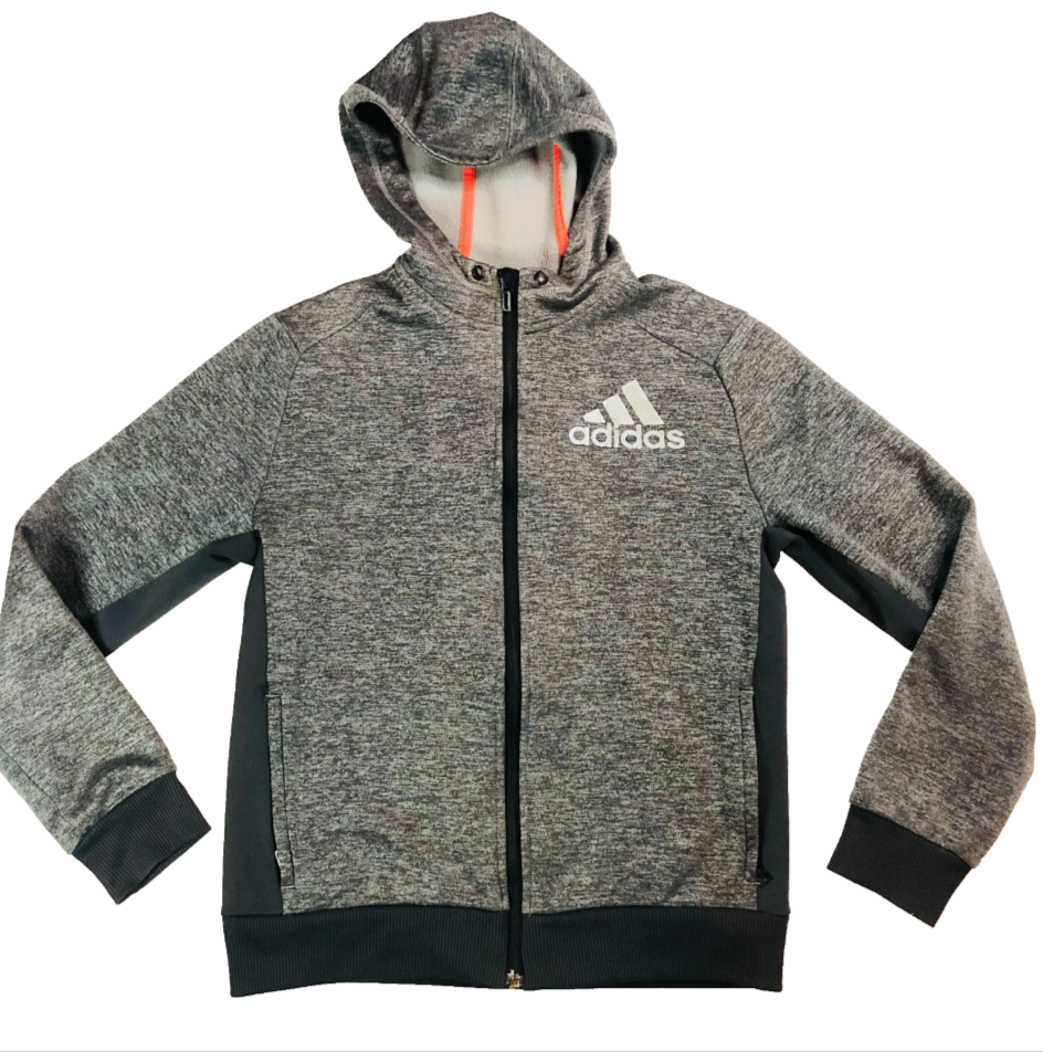 Adidas Prime Plus Graphic Zip Hoodie Jacket Grey Colourblock Age 11-13 Years