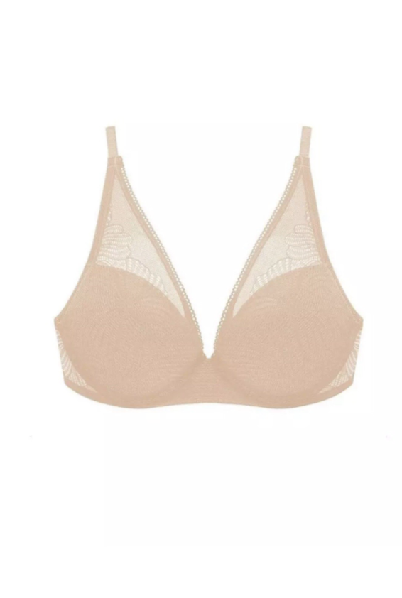 Wonderbra Nude Fabulous Feel Triangle Bra Underwired Padded Push Up 36FF NEW