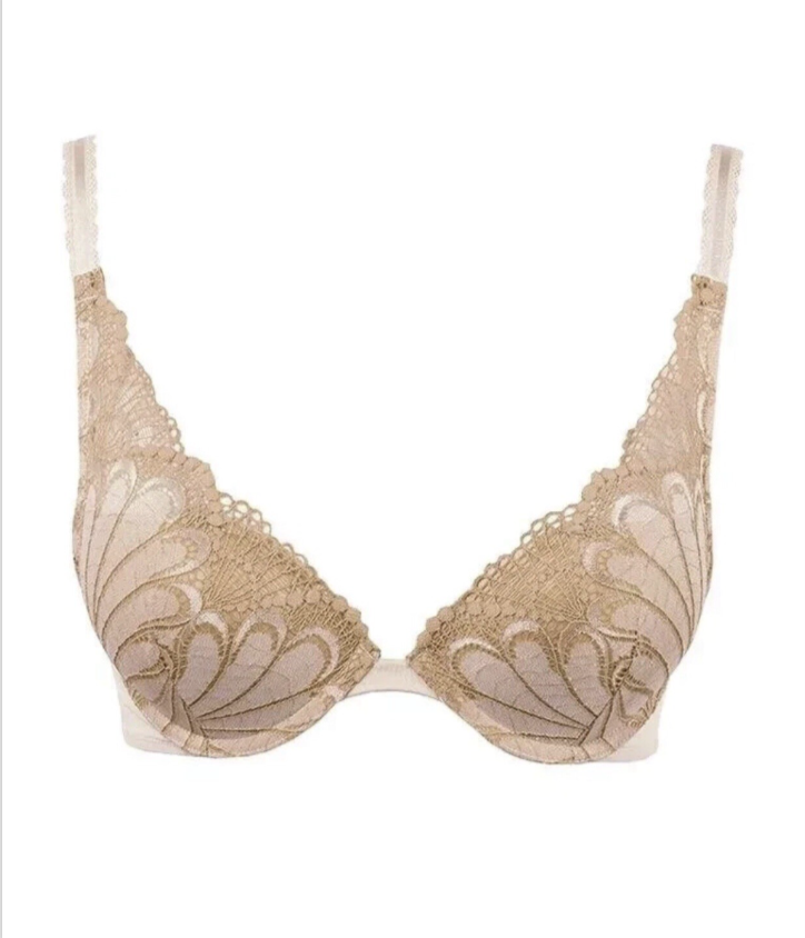 Wonderbra Refined Glamour Ivory Cloud (Beige) Padded Triangle Push-Up Plunge Bra 36G NEW