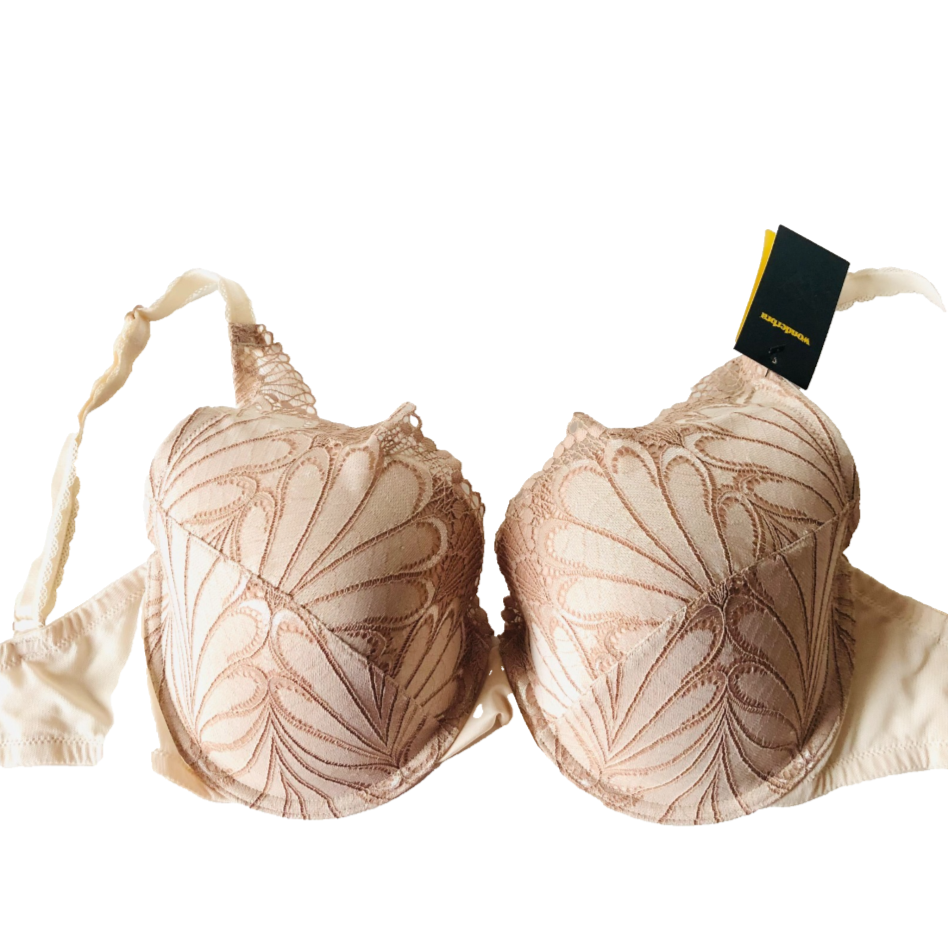 Wonderbra Refined Glamour Ivory Cloud (Beige) Padded Triangle Push-Up Plunge Bra 34FF NEW