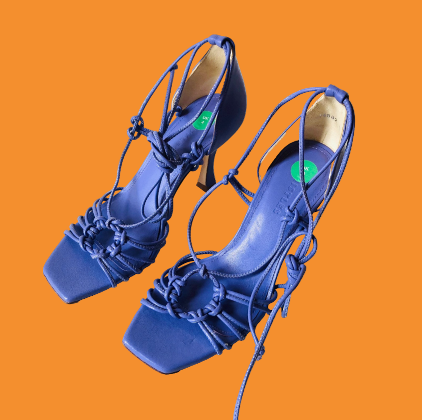 Whistles Purple Leather Limited Talia Heeled Sandal Strappy Size 4 (37) NEW