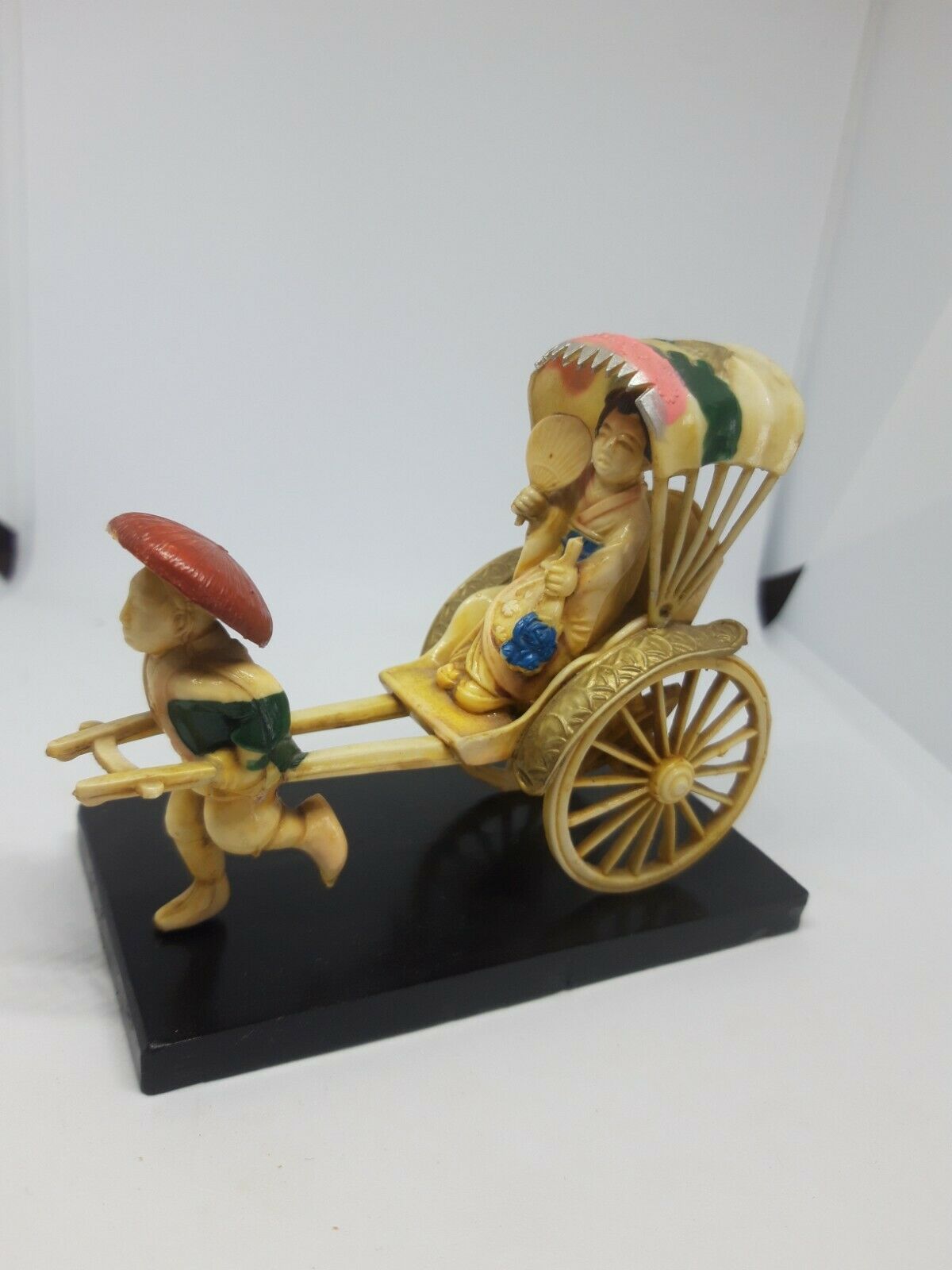 Vintage Japanese Rickshaw Celluloid Toy/Ornament - Geisha Holding fan - Made in Japan