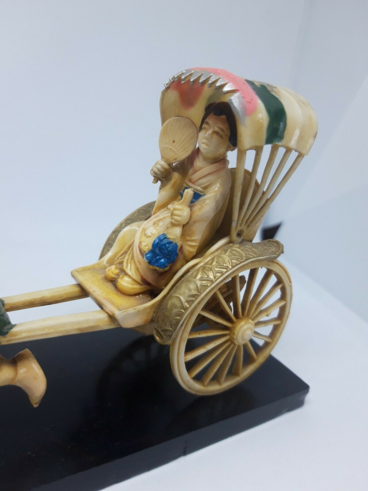 Vintage Japanese Rickshaw Celluloid Toy/Ornament - Geisha Holding fan - Made in Japan