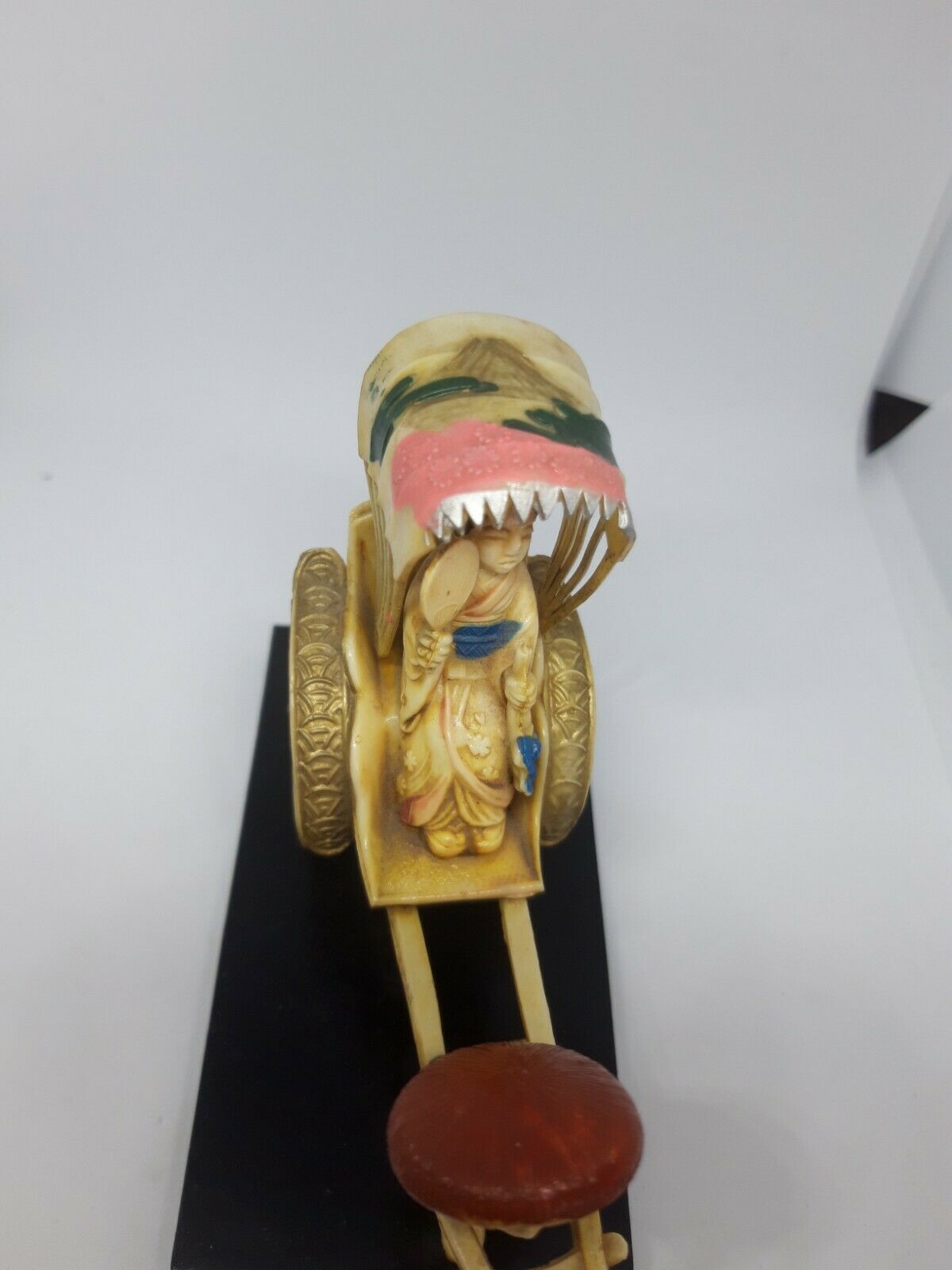 Vintage Japanese Rickshaw Celluloid Toy/Ornament - Geisha Holding fan - Made in Japan