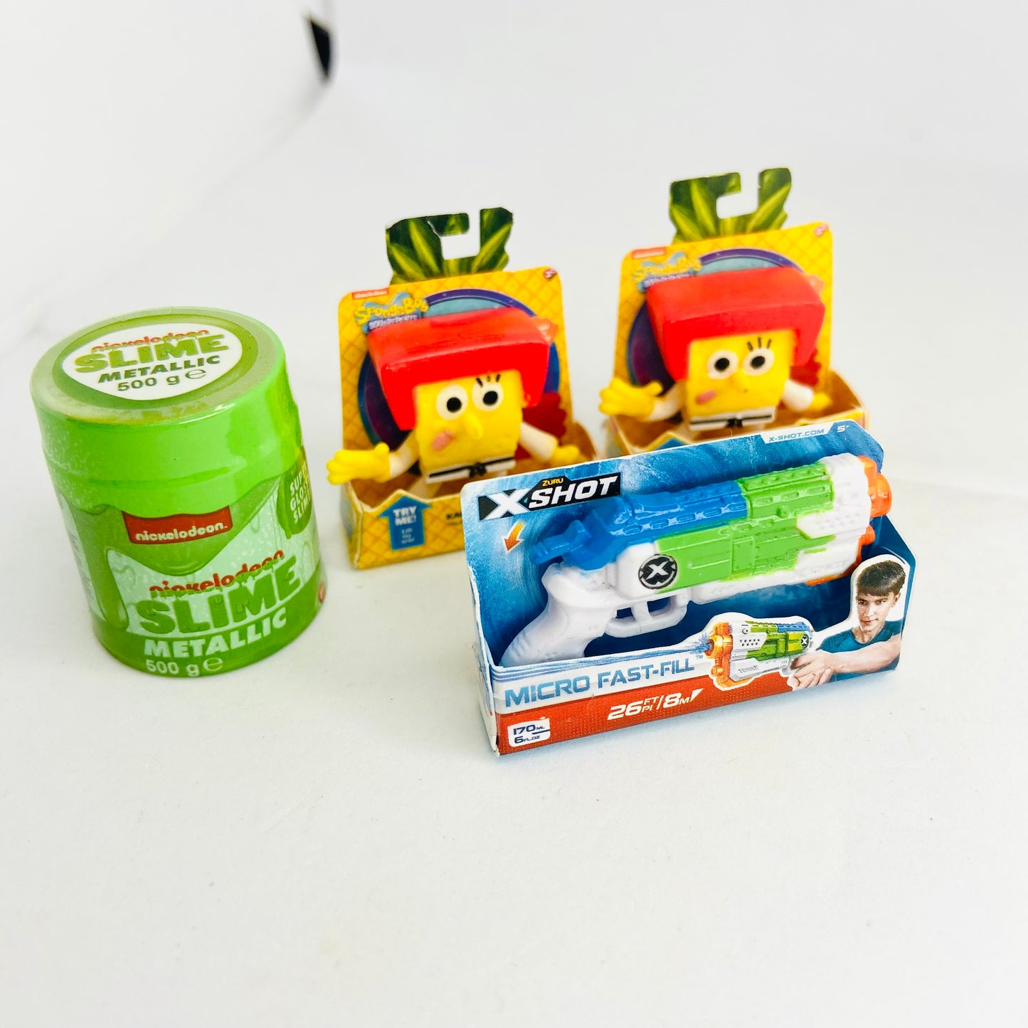 ZURU Mini Brands Toys x4 Bundle Series 1 & 2 (Spongebob Karate, X-shot, Nickelodeon Slime)