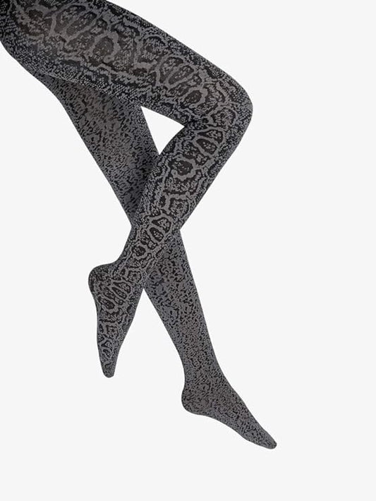 Wolford Studio Blotched Snake Animal Print Shark Grey & Black Tights Extra Small NEW