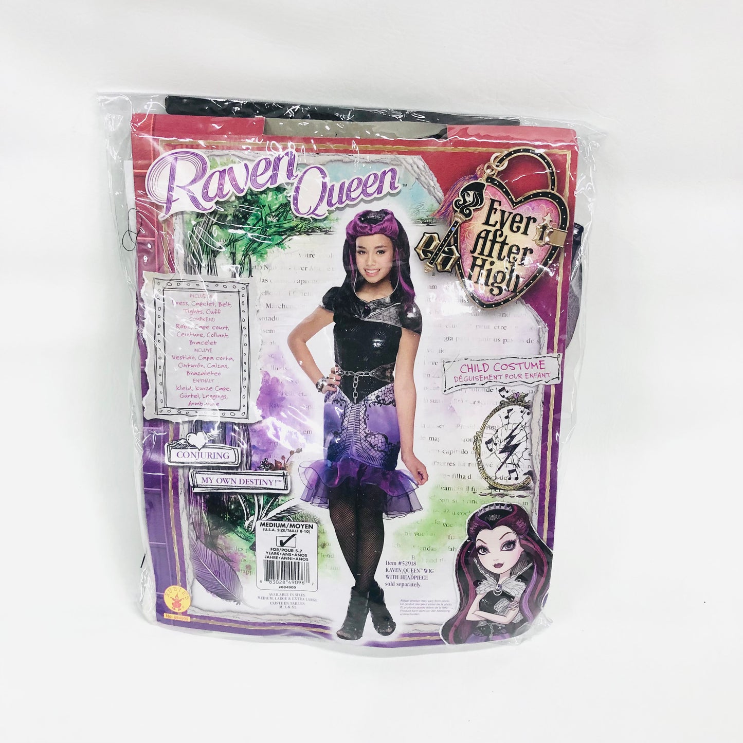 Rubie's Ever After High Raven Queen Fancy Dress Child Costume Complete Dress & Wig Medium 5-7 Years NEW