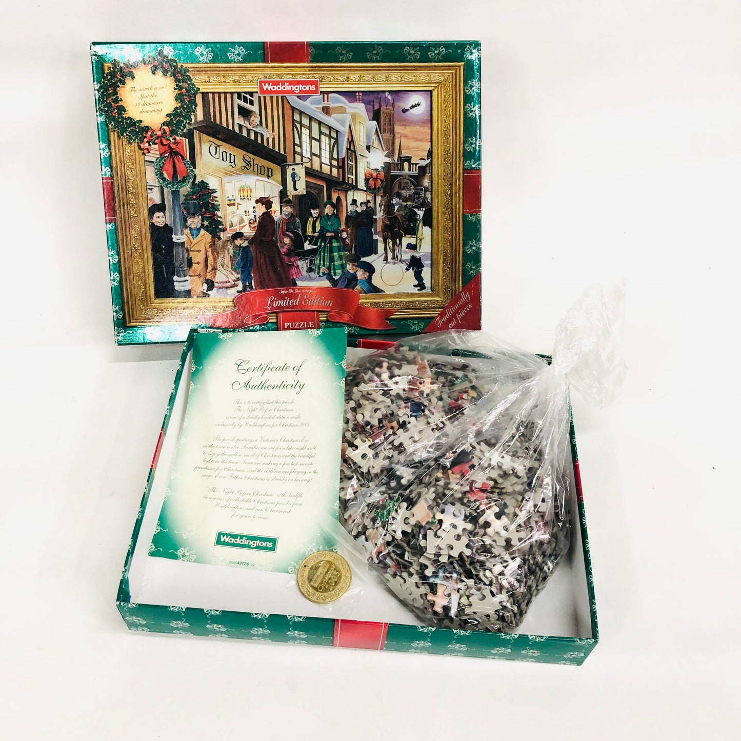 Waddingtons Limited Edition The Night Before Christmas 1000 Piece Jigsaw Puzzle With Coin