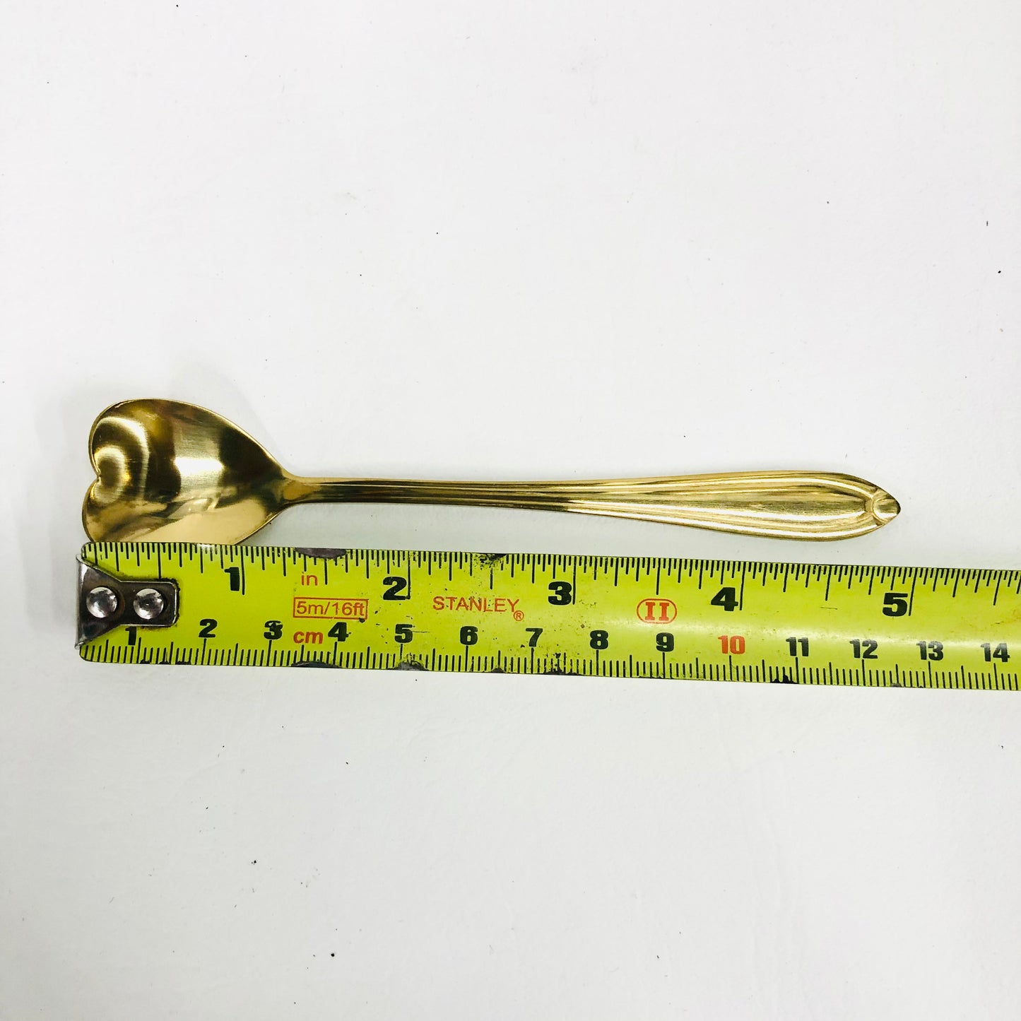 8x Brass Gold Heart Shaped 5” Teaspoon Romantic Wedding Decor NEW