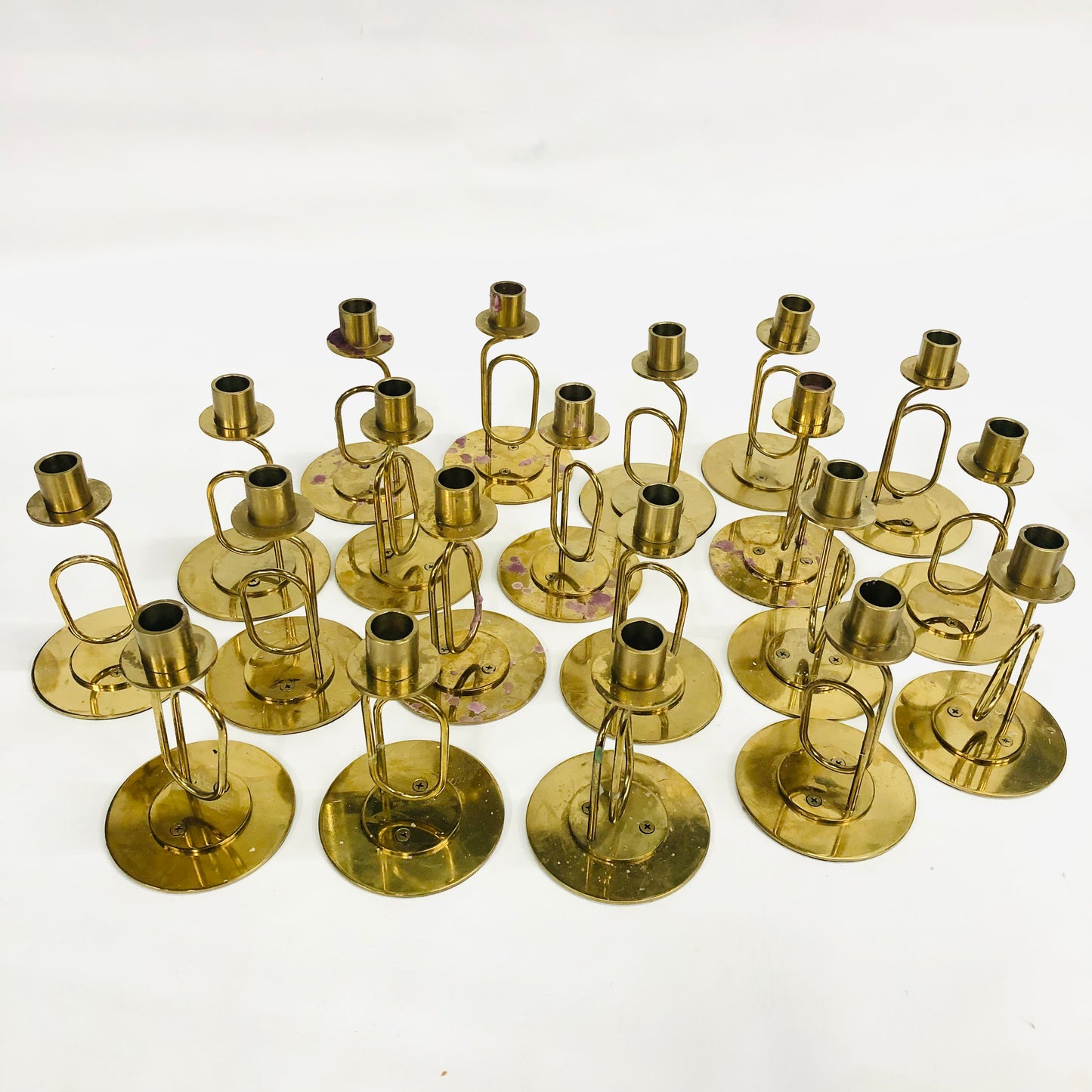 20x Vintage 1990s Ikea Parlband Metal Brass Gold Candlesticks Paperclip Wedding