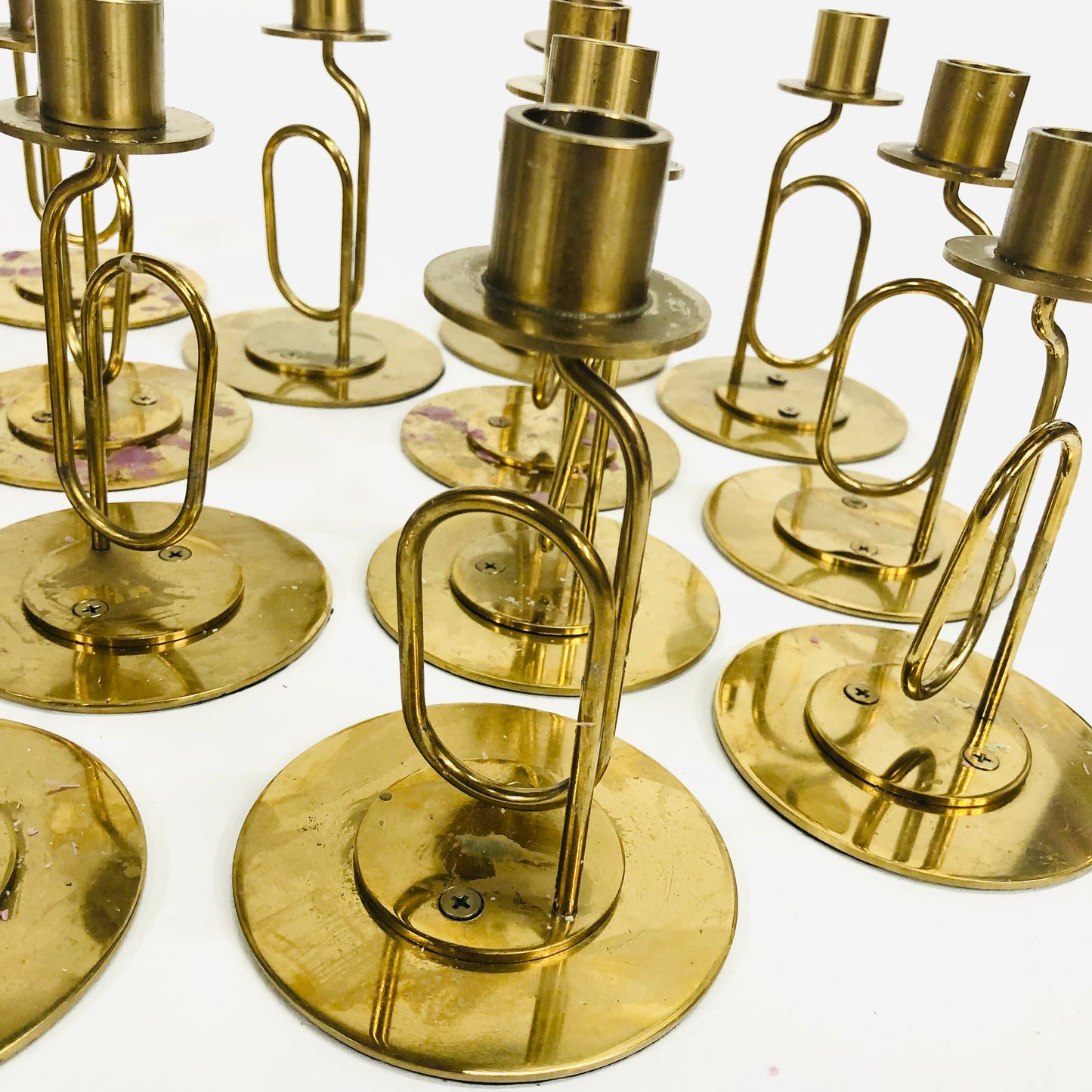 20x Vintage 1990s Ikea Parlband Metal Brass Gold Candlesticks Paperclip Wedding