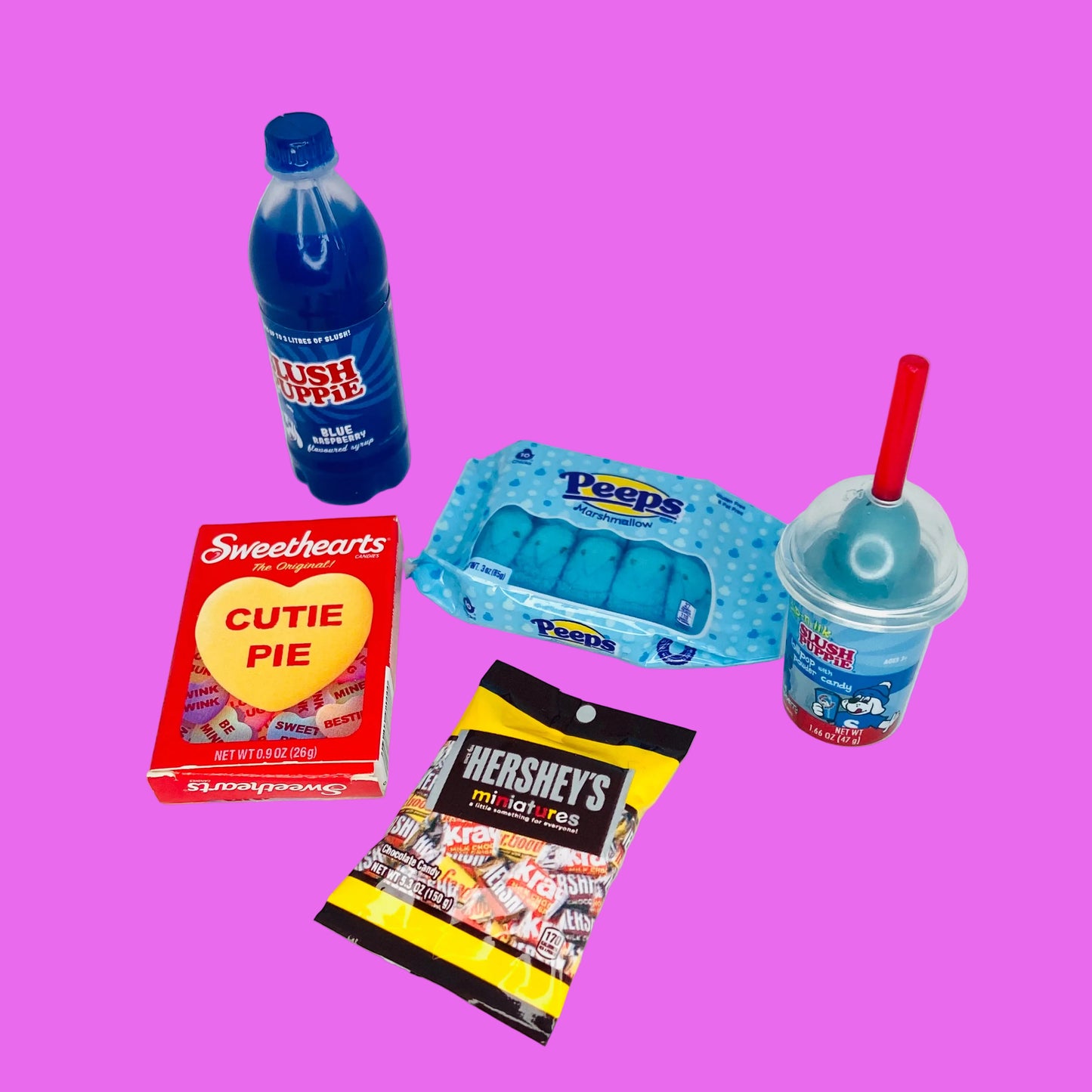 ZURU Mini Brands Candies Food x5 Iconic BUNDLE Series 2 (Slush Puppie, Hershey's, Peeps, Cutie Pie)