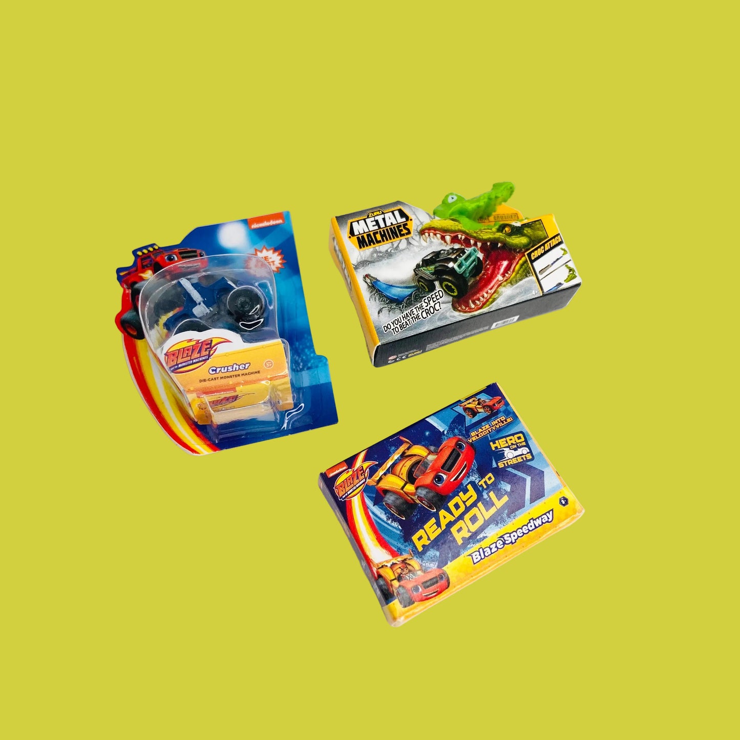 ZURU Mini Brands Boys Toys Cars x3 Bundle Series 1&2 (Blaze Speedway, Blaze Crusher & Metal Machines)