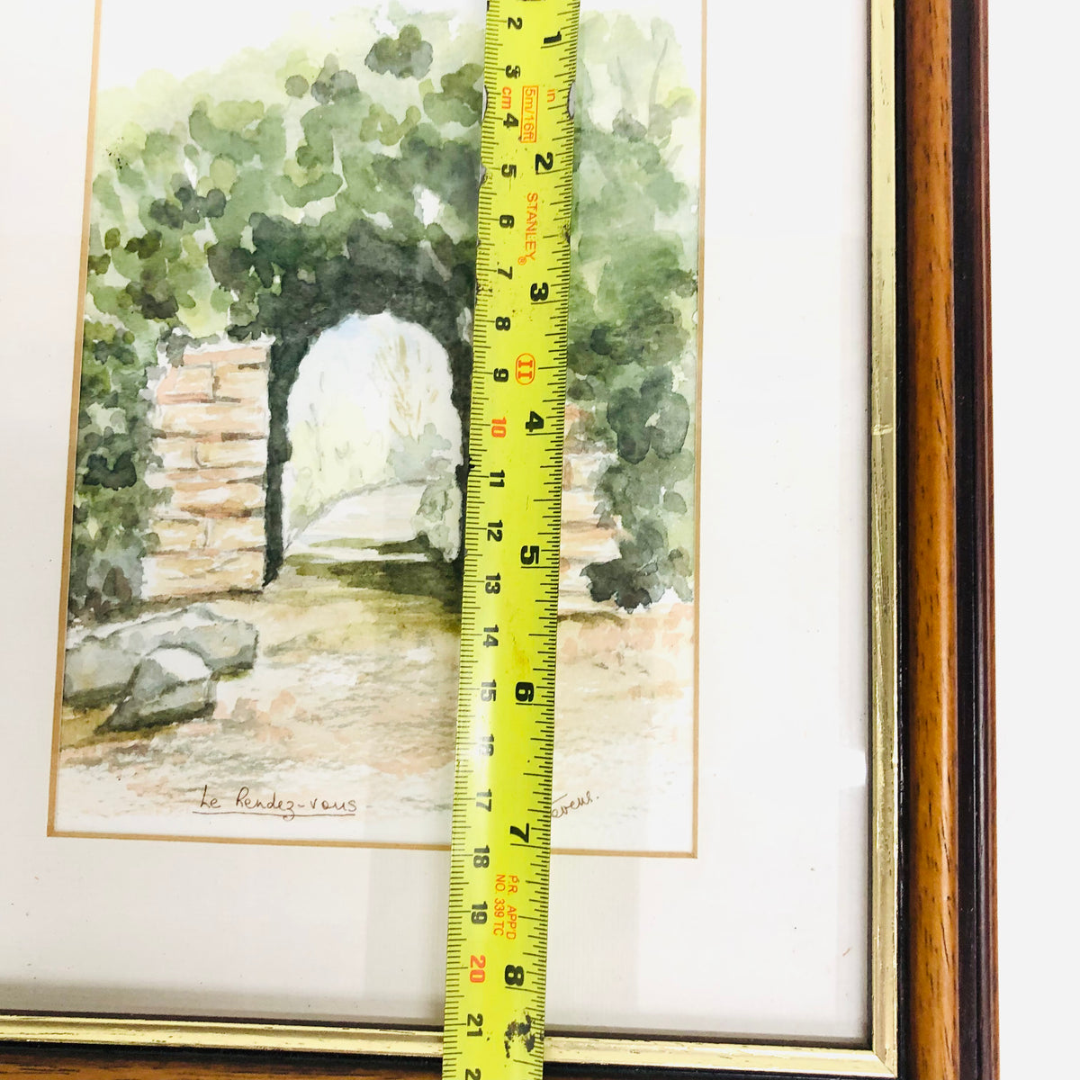 Original Hannah Stevens Watercolor Painting "Le Rendez-vous" Garden Arch Framed Art