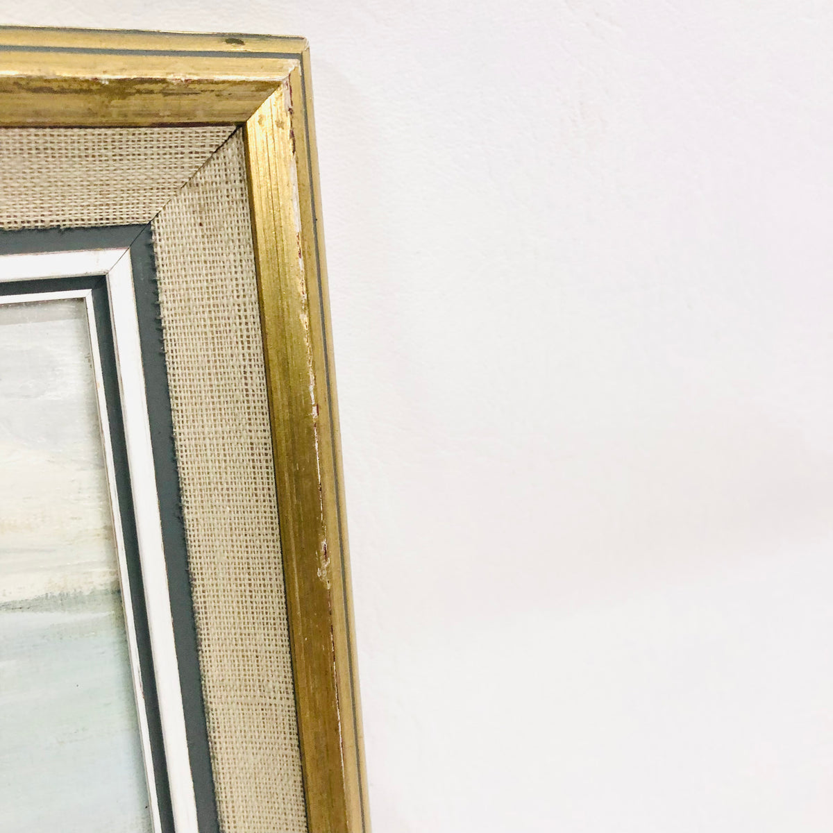 Original M.E Wood (1979?) Seascape Oil Painting Coast Rocks Beach Gold Frame
