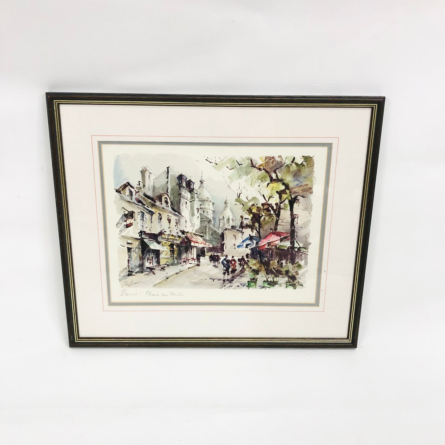 Lucien Delarue "Place du Tertre" Paris Watercolour Framed Print Artwork