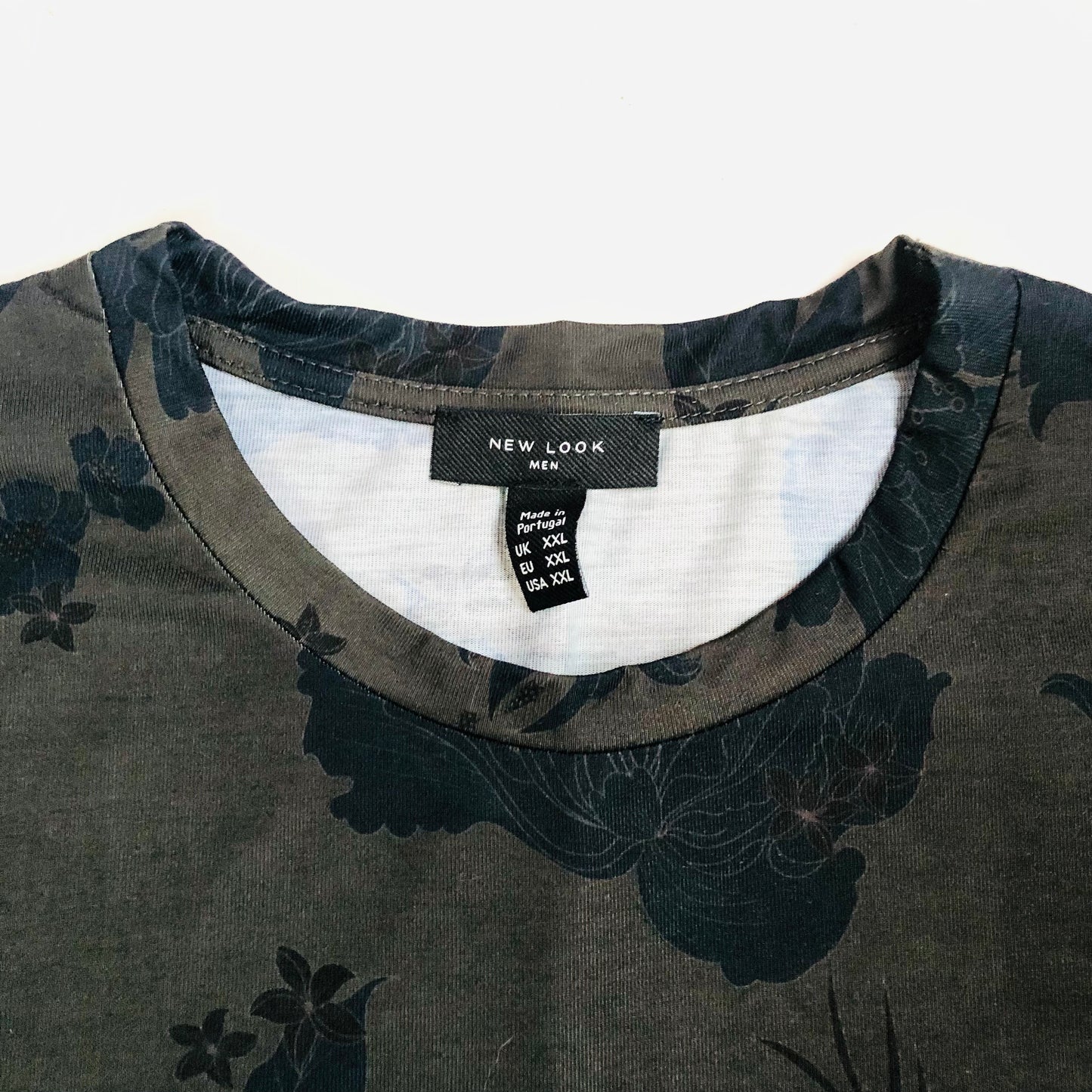 New Look Mens Khaki Green Floral Pattern Casual T-shirt Size XXL NEW