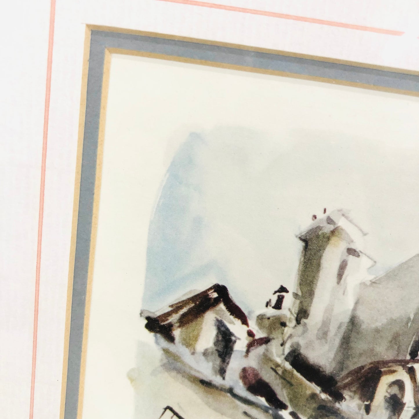Lucien Delarue "Place du Tertre" Paris Watercolour Framed Print Artwork