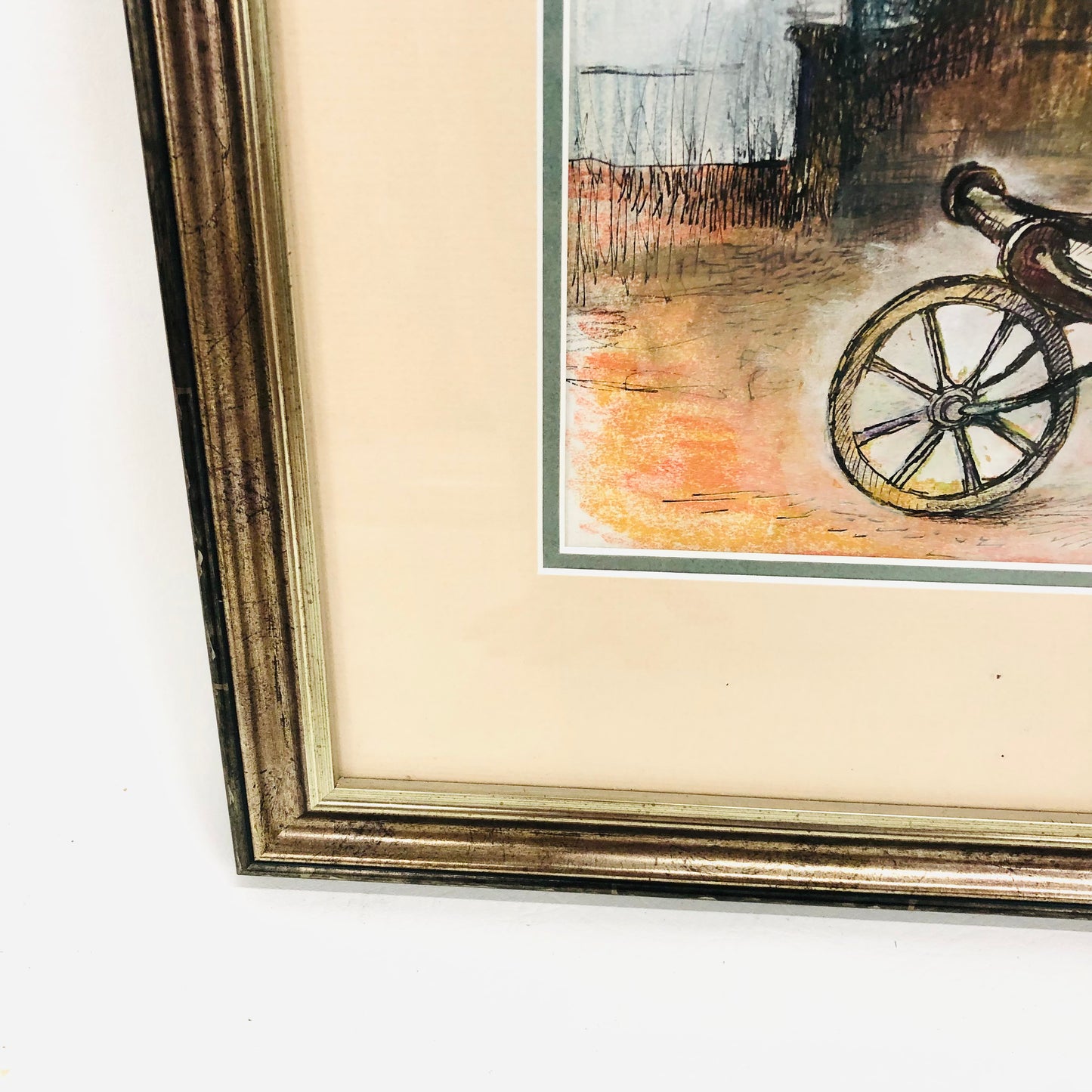 Peter Luther (b.1926) Ink & Watercolour Painting Antique Pram Framed Art